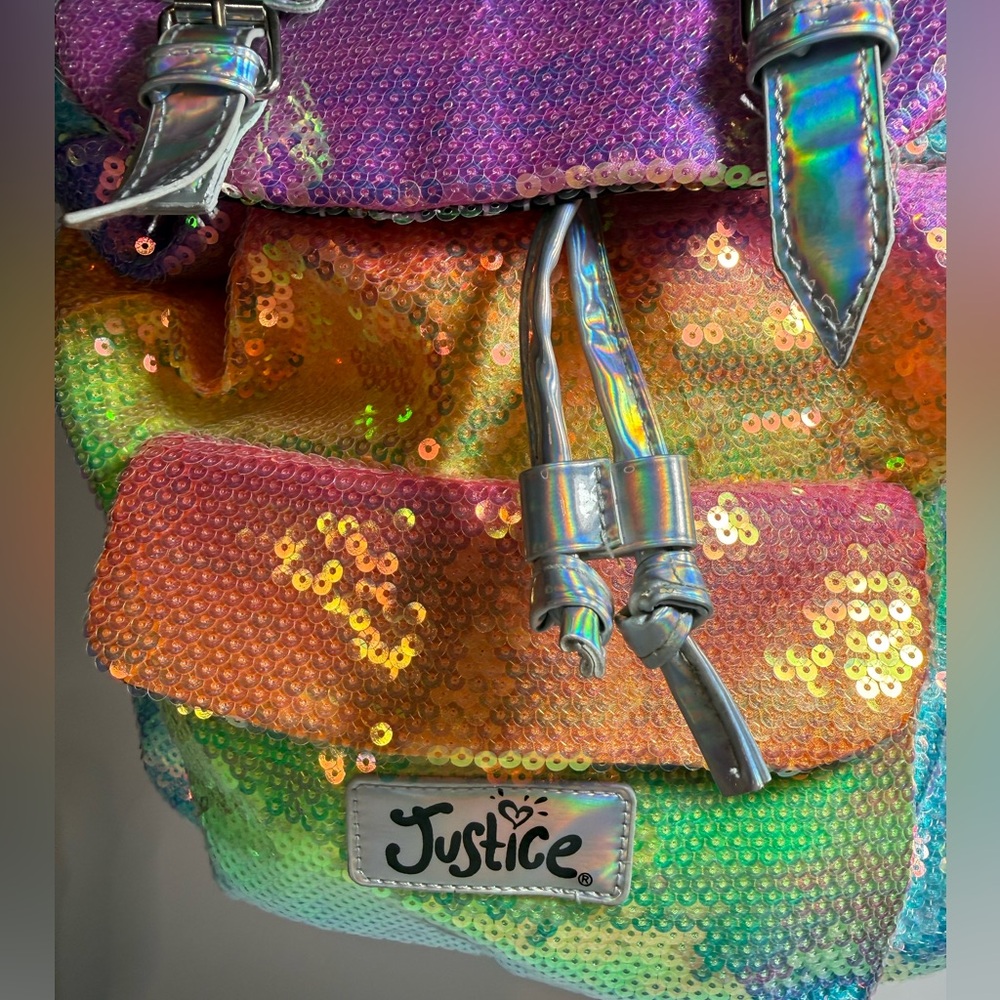 Justice Holographic Rainbow girls Backpack | Festival Y2K Rave Bag - Picture 2 of 5